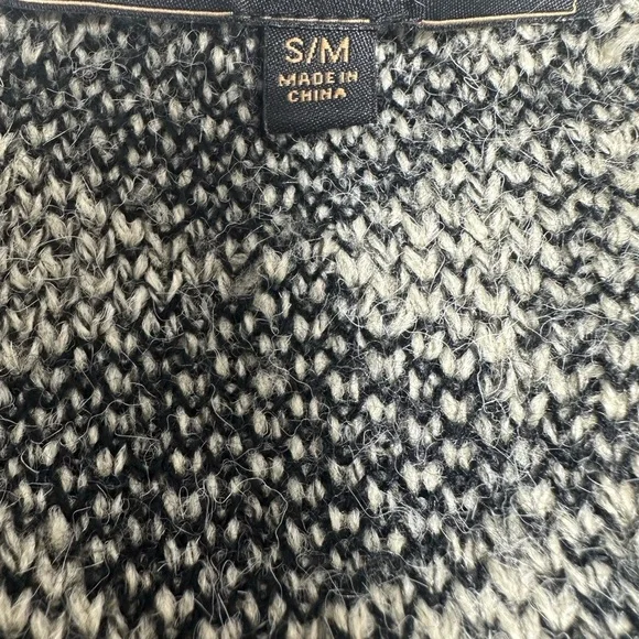 Boho Western Open-Front Tribal Pattern Fringe Sweater - Black & Cream - Picture 13 of 13